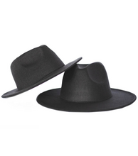 Load image into Gallery viewer, Don Won Fedora Mommy + Me Flat Brim Hat (Black) ADULT
