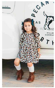 Leopard 3/4 Sleeve Twirl Dress