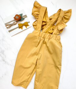 Maria Ruffle Suspender Pants (Mustard)