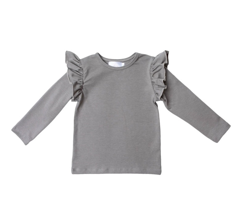 Denise (Grey) Ruffle Tee