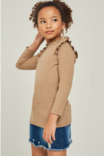 Load image into Gallery viewer, Ribbed Ruffle Mock Neck Top
