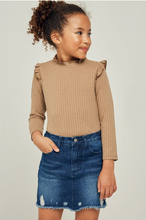 Load image into Gallery viewer, Ribbed Ruffle Mock Neck Top
