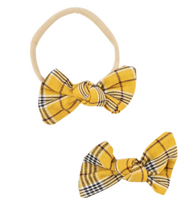 Mustard Plaid Bow